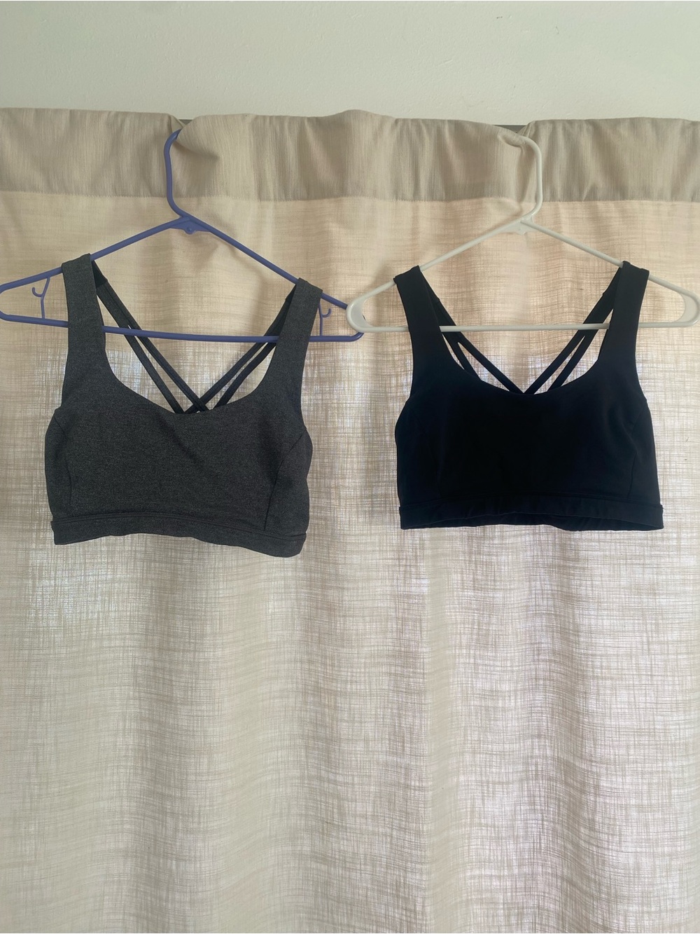 Bundle of 2 lululemon athletica Free to be Serene Bras, Black & Heathered Black
